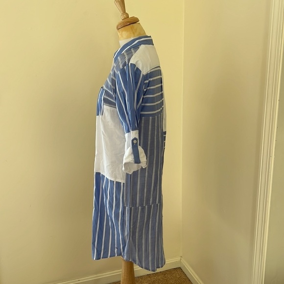 NWT! TOMMY HILFIGER Size 6 blue with white striped shirt dress - Picture 3 of 9